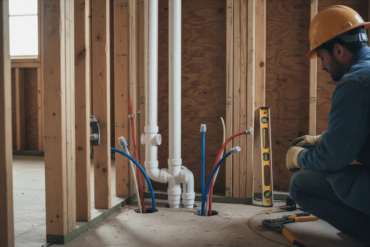 Drain and supply rough-in during Drain Cleaning in Matthews