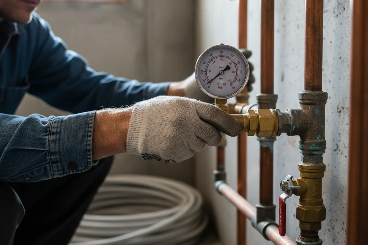 Pressure testing a repaired line during Water Line Repair in Matthews